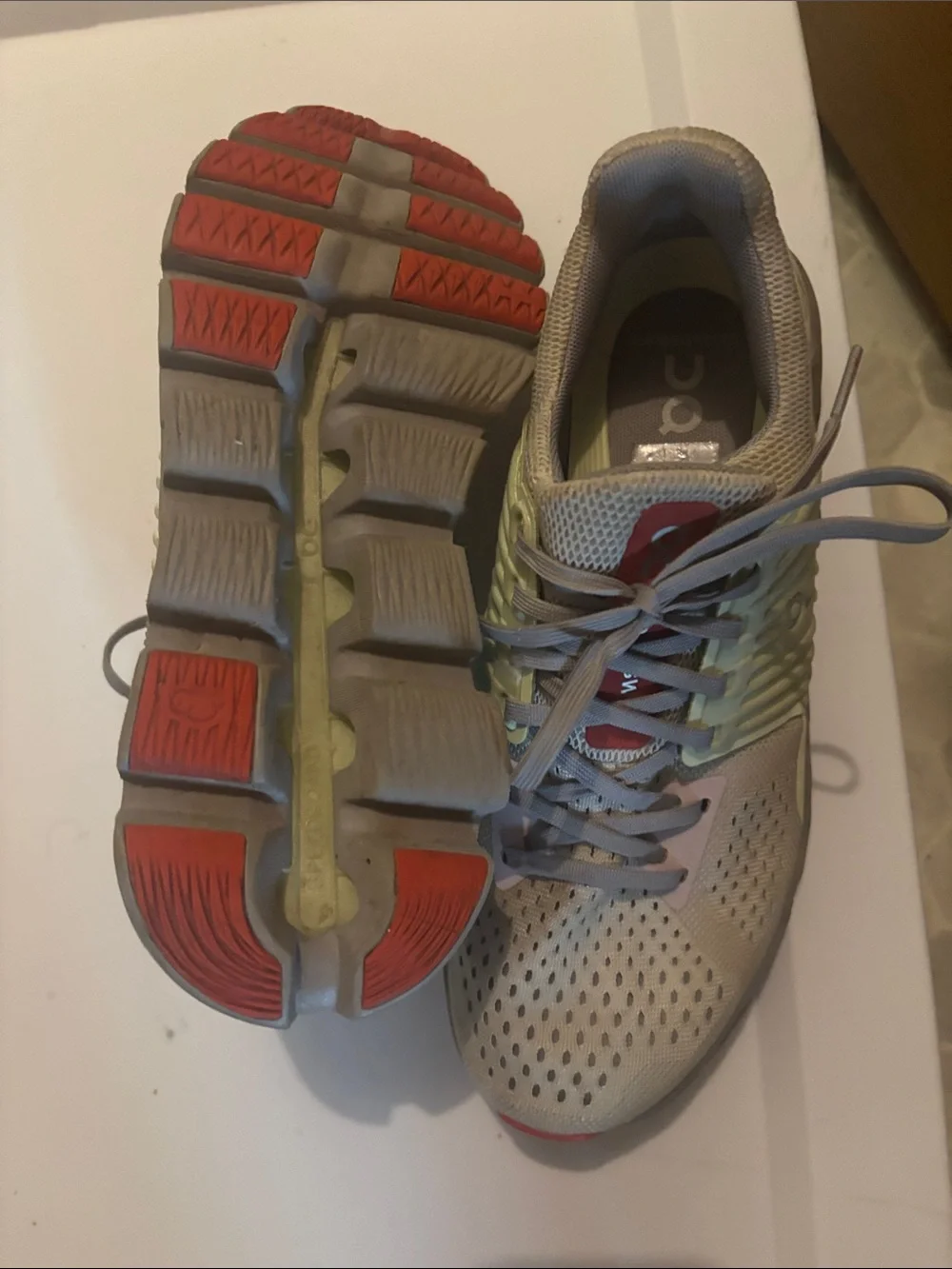 Light Gray Athletic Sneakers with Mint Accents